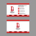 Abstract D letter Logo with Red Color Business Card design Template Vector