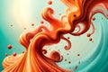 Abstract 3d liquid psychedelic Art Background. colorful paint splash in Vibrant teal and orange colors