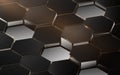 Abstract 3d luxury hexagonal structure pattern. Elegant gold, black and white geometric background. Vector illustration Royalty Free Stock Photo