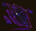 Abstract 3D mesh shape vector illustration, dots connected with lines technology polygonal object, dynamic tech and science Royalty Free Stock Photo