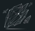 Abstract 3D mesh shape vector illustration, dots connected with lines technology polygonal object, dynamic tech and science Royalty Free Stock Photo