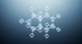 Abstract 3D molecular model with interconnected spheres and lines representing atoms and chemical bonds on gradient blue Royalty Free Stock Photo