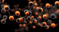 orange spheres molecular network dark background Royalty Free Stock Photo