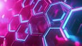 Abstract 3D neon honeycomb pattern with vibrant pink and blue lights Royalty Free Stock Photo