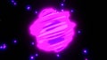 Abstract 3D neon pink and purple wallpaper. Magical morphing sphere shape. Glowing energy backdrop