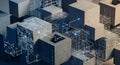 Abstract 3d network of cubes and circuits representing data flow Royalty Free Stock Photo