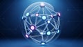 Abstract 3D Network Sphere with Glowing Nodes and Connecting Lines technology Royalty Free Stock Photo