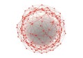 Abstract 3d network sphere with red connection points on white background Royalty Free Stock Photo