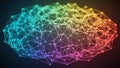 Abstract 3D Network Structure with Rainbow Gradient Colors on Dark Background geometric Royalty Free Stock Photo