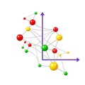Abstract 3d network visualization of connected nodes and lines dynamic data flow Royalty Free Stock Photo