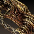 Abstract 3d object with multilayer structure.Brown and golden colors. 3d illustration, 3d rendering