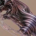 Abstract 3d object with multilayer structure.Brown, pink and purple colors. 3d illustration, 3d rendering