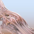 Abstract 3d object with multilayer structure, wavy pattern. Pink and beige colors. 3d illustration, 3d rendering