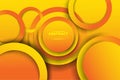 Abstract 3d orange papercut circle overlap background