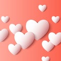 Abstract 3D Paper Heart Shapes. Vector background