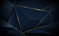 Abstract 3d polygonal pattern luxury dark blue with gold background Royalty Free Stock Photo