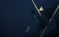 Abstract 3D polygonal pattern luxury dark blue with gold background Royalty Free Stock Photo