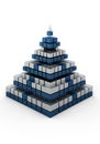Abstract 3D pyramid composed of stacked cube-like blocks in Royalty Free Stock Photo