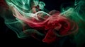 Abstract 3D red and green smoke stream on a black background Generative AI Royalty Free Stock Photo