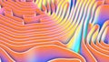 Abstract 3D render colorful orange splines rows light and shadow curves flowing motion movement surface texture waves background. Royalty Free Stock Photo