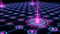 High-Speed Data Transmission and Network: Abstract 3D Render of Pink Laser Beam Shooting through a Grid. Royalty Free Stock Photo