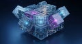 Abstract 3D Cubes Network Formation Technology Data Flow Blockchain Concept Royalty Free Stock Photo