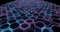 Abstract Hexagonal Grid Background with Neon Lights Royalty Free Stock Photo