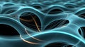 Abstract 3D Render of Dynamic Luminous Cyan and Orange Wavy Lines Intertwined in a Dark Digital Space with Sparkling Particles Royalty Free Stock Photo