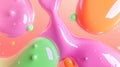 This abstract 3d render features colorful liquid shapes floating and intertwining on a soft gradient background Royalty Free Stock Photo
