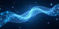 Blue Futuristic Network Wave with Glowing Particles Royalty Free Stock Photo