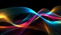 Abstract 3d render. Multicolored waves. Holographic shape in motion. Iridescent gradient digital art for banner