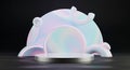 Abstract 3d render of a product display podium with iridescent geometric shapes Royalty Free Stock Photo