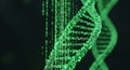 Digital DNA Helix with Binary Code Data Stream, Futuristic Biotechnology Concept Royalty Free Stock Photo