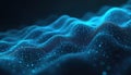 Abstract 3D render shows blue glowing wavy particle structures resembling data streams or financial graphs. Cosmic dust forms Royalty Free Stock Photo