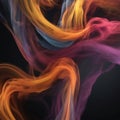 Abstract 3D render of swirling, colorful smoke against a black background, creating a dynamic and visually striking Royalty Free Stock Photo