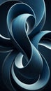 Abstract 3D render of swirling deep blue ribbons creating an intricate and complex organic form with dramatic lighting and shadows Royalty Free Stock Photo
