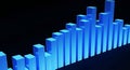Abstract Blue Bar Graph on Black Background Royalty Free Stock Photo