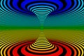 Abstract 3D Rendered Graphic Design. Rainbow Colored Illusion of Torsion Rotation Movement