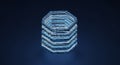 Abstract 3D rendered hexagon grid with interconnected lines and dots creating depth on dark blue futuristic technology background Royalty Free Stock Photo