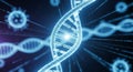 Abstract 3D Rendering of aDNA Double Helix with Viral Particles genetics science Royalty Free Stock Photo