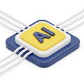 Abstract 3D Rendering of an AI Chip with Connecting Wires on White Background artificial intelligence Royalty Free Stock Photo