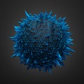 Abstract 3d rendering of black sphere with blue