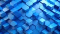 Abstract 3D rendering of blue geometric cubes and hexagons, modern background. Royalty Free Stock Photo