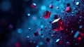 Abstract 3D rendering of chaotic particles. Flying cubes in empty space, design for poster, banner, sign,