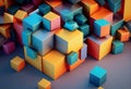 Abstract 3d rendering of colorful cubes. Computer generated background. generative ai Royalty Free Stock Photo
