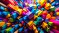 Abstract 3D rendering of colorful geometric cubes exploding outwards, vibrant art background. Royalty Free Stock Photo