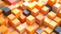 Abstract 3D rendering of colorful geometric cubes in warm tones, modern background Royalty Free Stock Photo