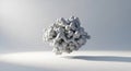 Abstract 3D rendering of a complex white molecular structure with interconnected spheres and rods on a light gray Royalty Free Stock Photo