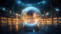 Abstract 3D rendering of a crystal ball. Futuristic background