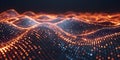 Abstract 3D rendering of digital particles forming a network connection structure with binary waves Royalty Free Stock Photo